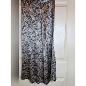 Vtg Bleu Cafe 6 Black 90th-s Silver Lace Patern Zipper Maxi Women's Skirt